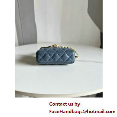 Chanel Shiny Aged Calfskin  &  Gold-Tone Metal Clutch with Chain Bag AP3435 Navy Blue 2025